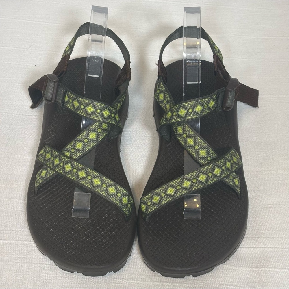 Chaco Z/1 Adjustable Strap Classic Diamond Pattern Sandals-Green-Women Size 10 - Picture 3 of 10